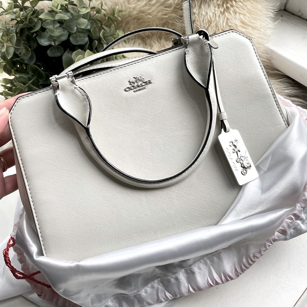 Authentic Light Grey Leather Coach Purse
